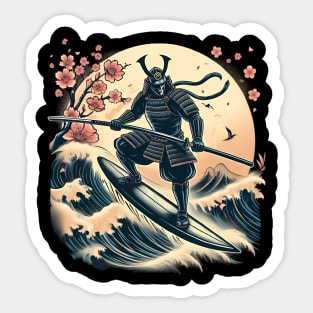 Samurai Warrior Surf time Summer Sticker